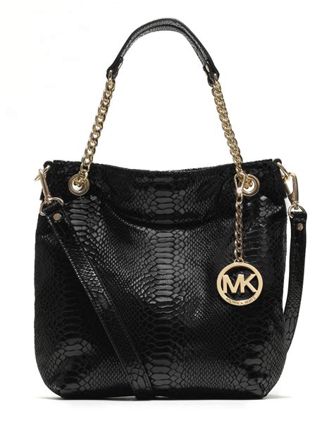 black patent michael kors tote|Michael Kors black shoulder handbags.